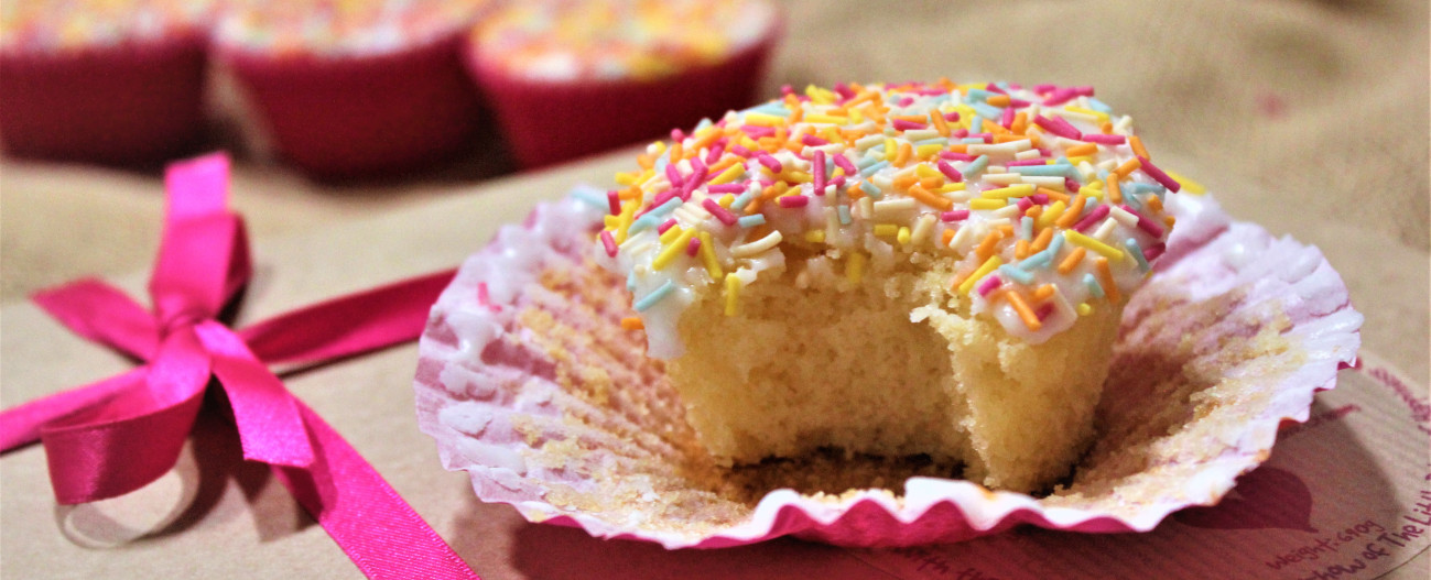 Gluten-free vanilla cupcakes with sprinkles