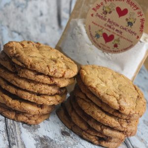 A gluten-free double Belgian chocolate cookie mix with simple instructions to Bake Yourself Happy at Home®