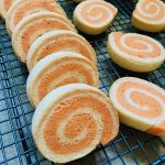 Recipe for gluten-free almond and orange pinwheel slice and bake biscuits