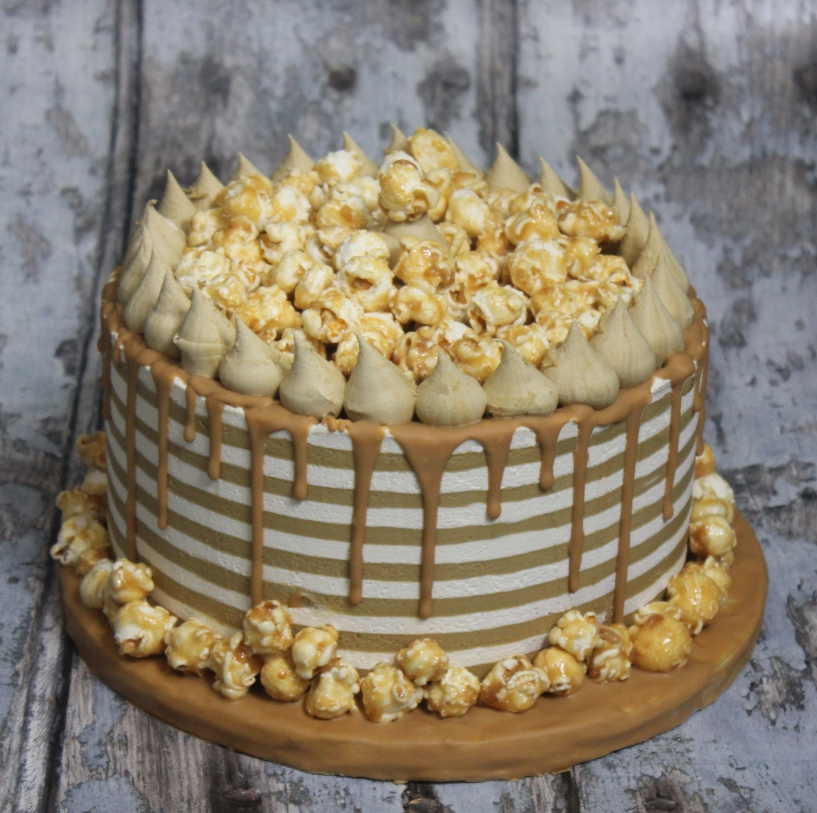 8” cake on a 10” cake board (drum)